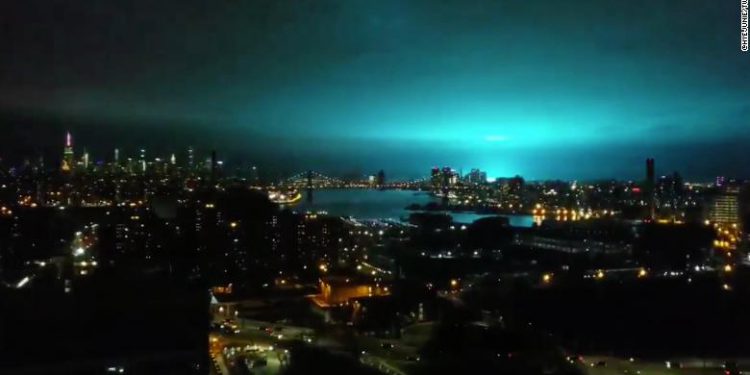 New York sky turns blue due to power accident