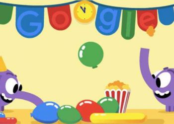 Google celebrates New Year's Eve with a celebratory doodle