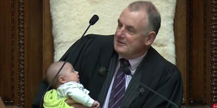 Trevor Mallard: New Zealand Speaker cradles MP’s baby during Parliamentary debate