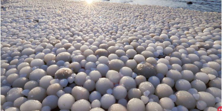 Rare ‘ice eggs’ found on Finland beach