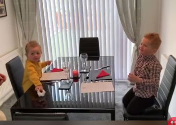 Thanks to lockdown, Mom & Dad give their sons a restaurant experience at home!