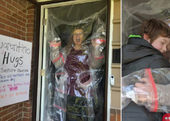 Teacher creates innovative and safe solution to hug students!