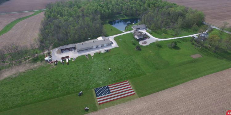 Indiana man paints massive American flag as a tribute to frontline workers