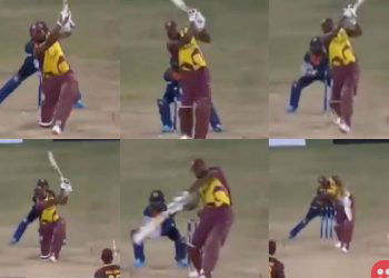 West Indian Kieron Pollard becomes third player to hit six sixes in an international over