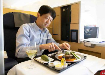 Japanese airline offering first-class dining on a parked plane!